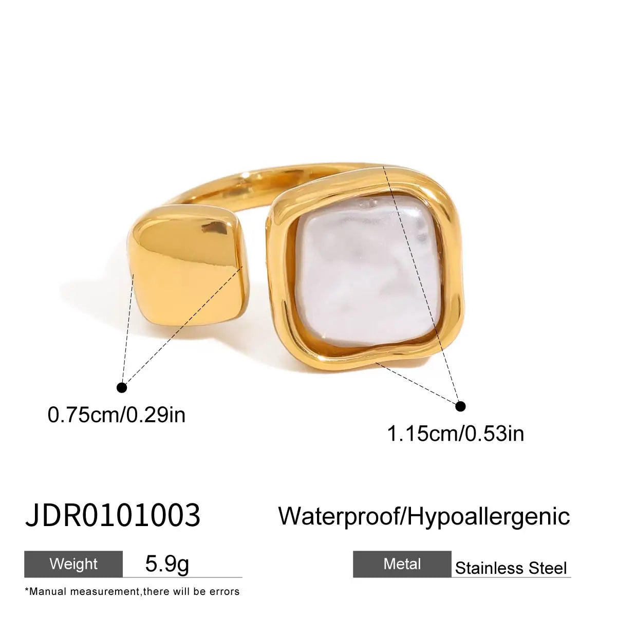 Uworld Fashion Imitation Pearl Stainless Steel Gold Color Ring for Women Engagement Party Gift Temperament Jewelry 2024