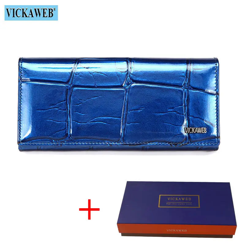 Genuine Leather Women’s Long Wallet – Magnetic Hasp Ladies Purse with Card Slots, Coin Pocket & Fashion Slim Design