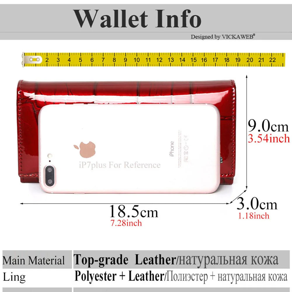 Genuine Leather Women’s Long Wallet – Magnetic Hasp Ladies Purse with Card Slots, Coin Pocket & Fashion Slim Design