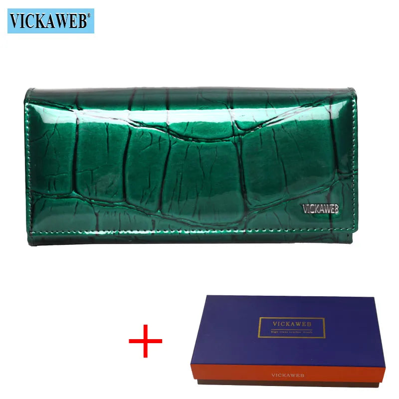 Genuine Leather Women’s Long Wallet – Magnetic Hasp Ladies Purse with Card Slots, Coin Pocket & Fashion Slim Design
