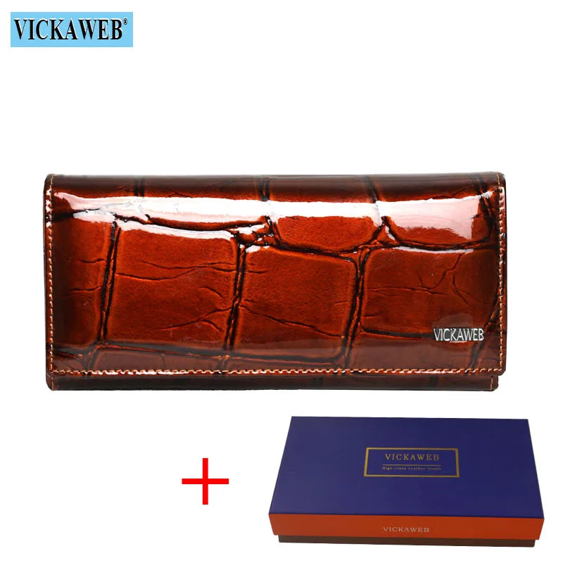 Genuine Leather Women’s Long Wallet – Magnetic Hasp Ladies Purse with Card Slots, Coin Pocket & Fashion Slim Design