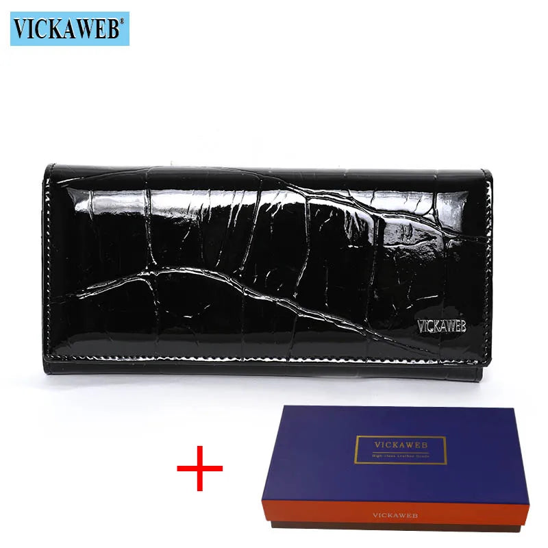 Genuine Leather Women’s Long Wallet – Magnetic Hasp Ladies Purse with Card Slots, Coin Pocket & Fashion Slim Design