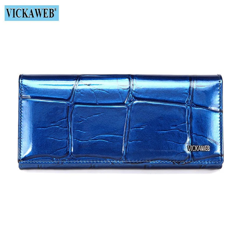 Genuine Leather Women’s Long Wallet – Magnetic Hasp Ladies Purse with Card Slots, Coin Pocket & Fashion Slim Design