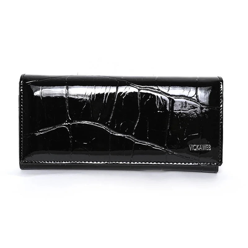 Genuine Leather Women’s Long Wallet – Magnetic Hasp Ladies Purse with Card Slots, Coin Pocket & Fashion Slim Design