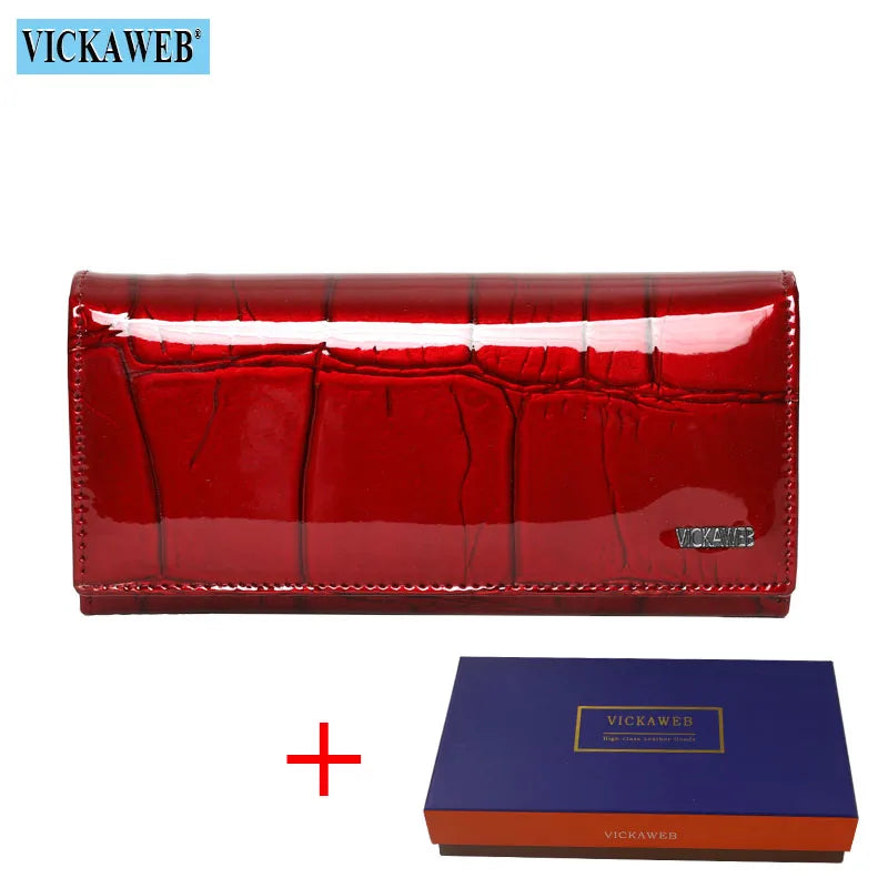 Genuine Leather Women’s Long Wallet – Magnetic Hasp Ladies Purse with Card Slots, Coin Pocket & Fashion Slim Design