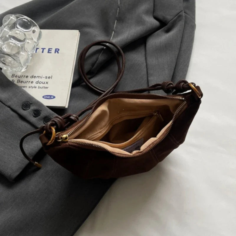 2025 Women’s Velvet Shoulder Bag – High-Quality Solid Color Crossbody Handbag, Soft Fashionable Western Style Bag