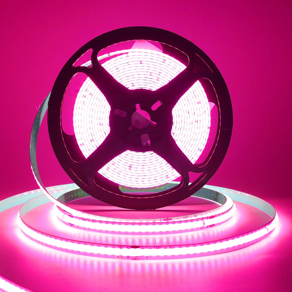 5m 10m 20m 50m COB LED Strip Light 220V Flex Tape Lamp with IC Chip High Bright 240 LEDs Linear Lighting RA90 Warm Natural White