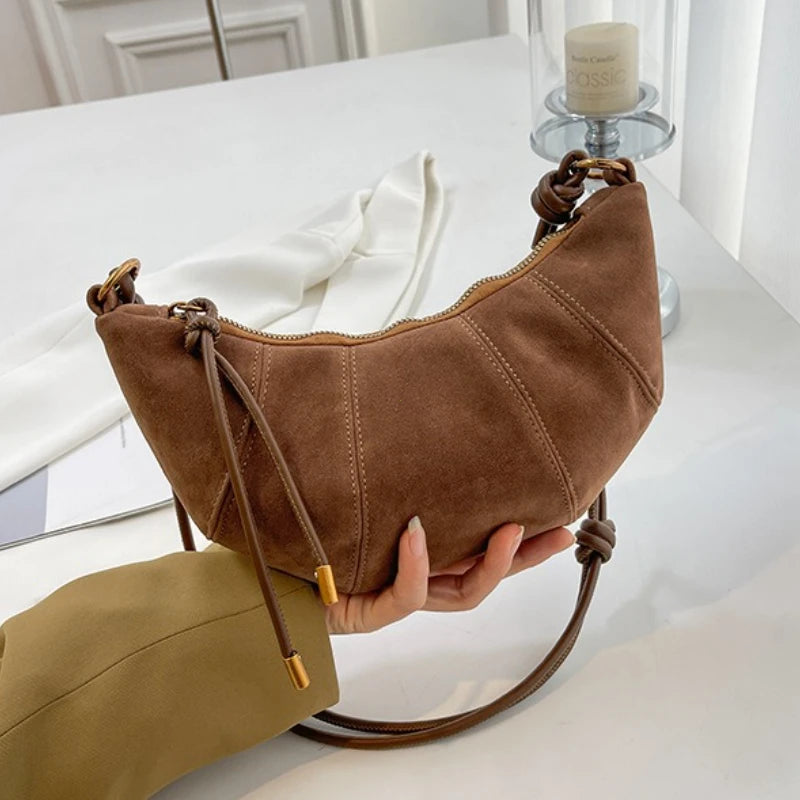 2025 Women’s Velvet Shoulder Bag – High-Quality Solid Color Crossbody Handbag, Soft Fashionable Western Style Bag