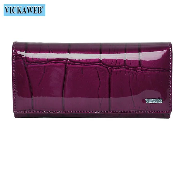 Genuine Leather Women’s Long Wallet – Magnetic Hasp Ladies Purse with Card Slots, Coin Pocket & Fashion Slim Design