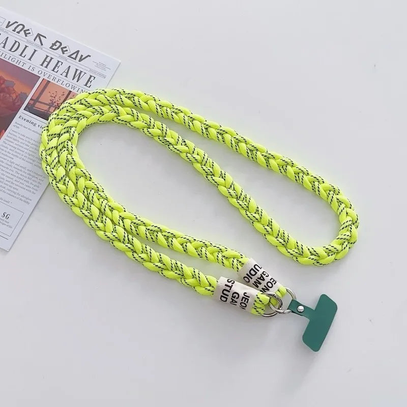 Crossbody Shoulder Lanyard for Mobile Phone Case with Patch Tab Colorful Nylon Necklace Strap String Ropes Phone Accessories