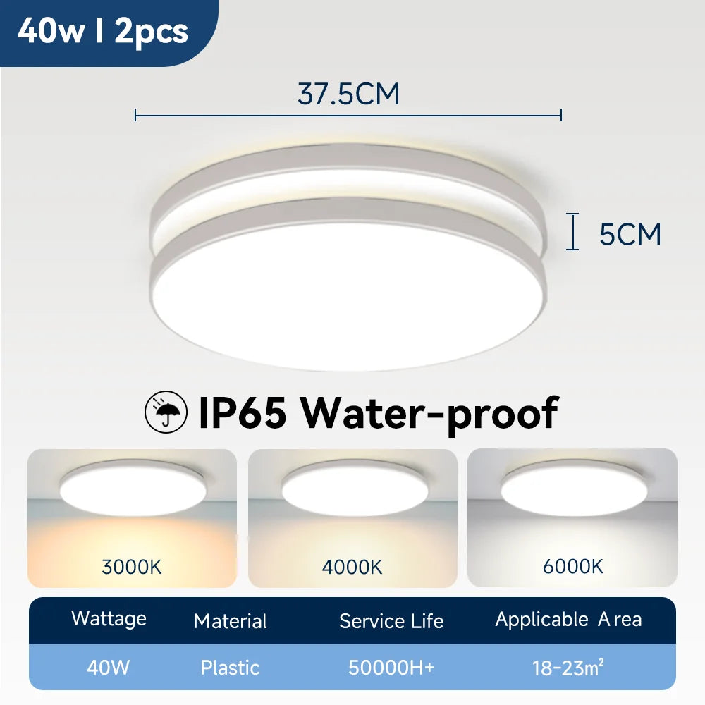 Waterproof Bathroom Lamp Ceiling Led Ceiling Lights 18W 30W 40W Round Led Ceiling Lamp For Kitchen Living Room Toilet Room 220V