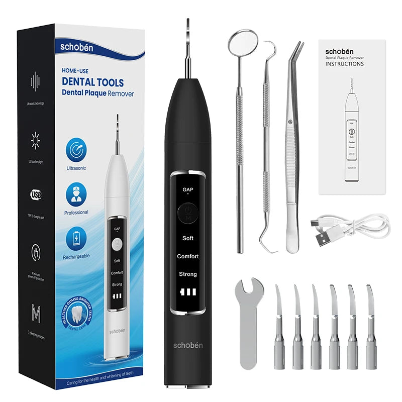 Schoben Ultrasonic Dental Scaler For Teeth Tartar Plaque Stains Cleaner Tooth Calculus Electric Dental Tooth Stone Remover
