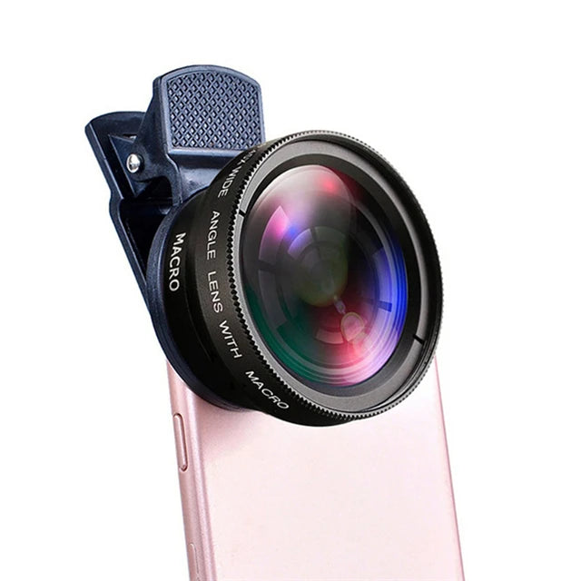 USLION 2 IN 1 Lens Universal Clip 37mm Mobile Phone Lens 0.45x 49uv Super Wide-Angle Macro HD Professional For All Smartphones