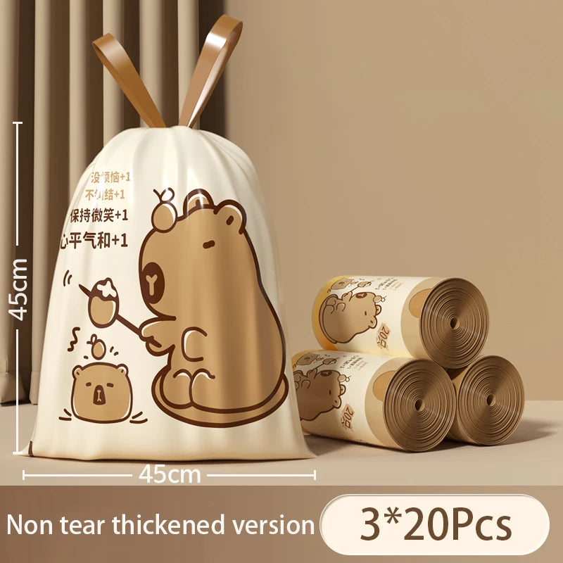 Thickened Tear-Free Drawstring Garbage Bag Portable Large Kitchen Cleaning Bag Household Essential