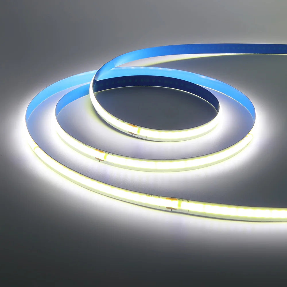 5m 10m 20m 50m COB LED Strip Light 220V Flex Tape Lamp with IC Chip High Bright 240 LEDs Linear Lighting RA90 Warm Natural White