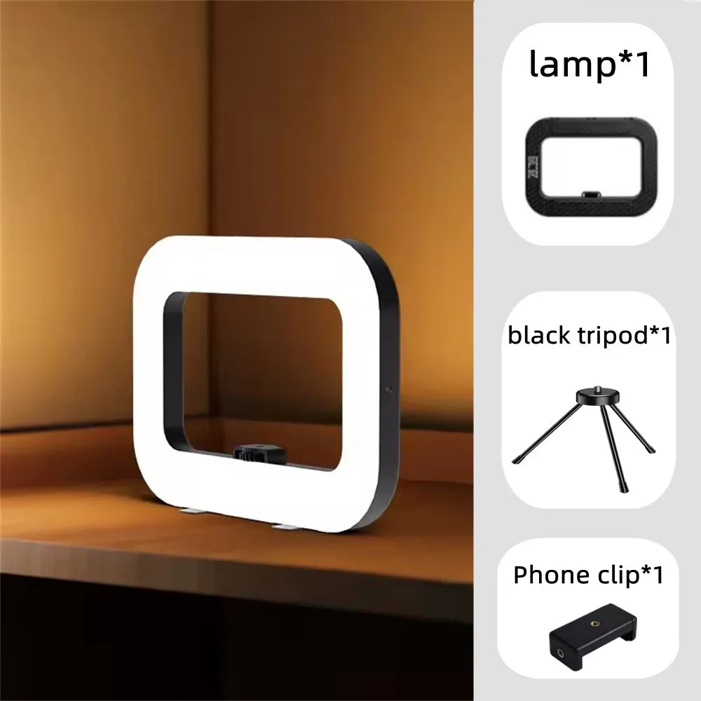 Roreta New Handheld Ring LED Rechargeable Portable Mobile Phone Live Broadcast Photography Desktop Rabbit Cage Selfie fill Light