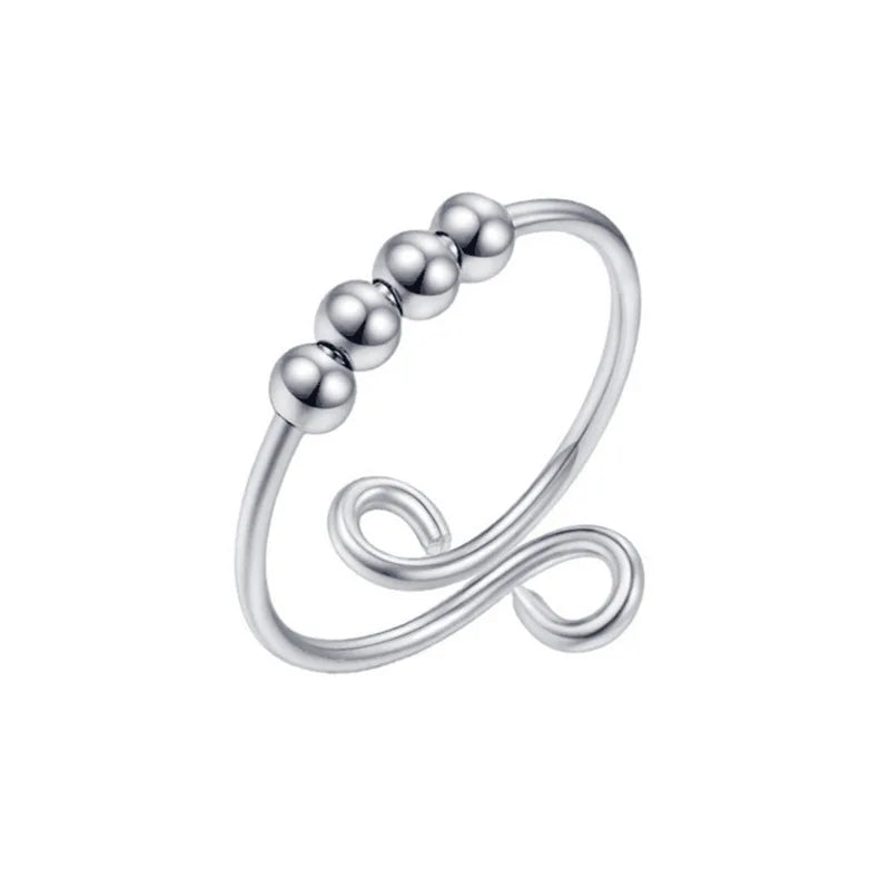 Punk Anxiety Rings For Women Men Spiral Fidget Beads Ring Nice Trend Jewelry Rotate Freely Anti Stress Stainless Steel Ring Gift