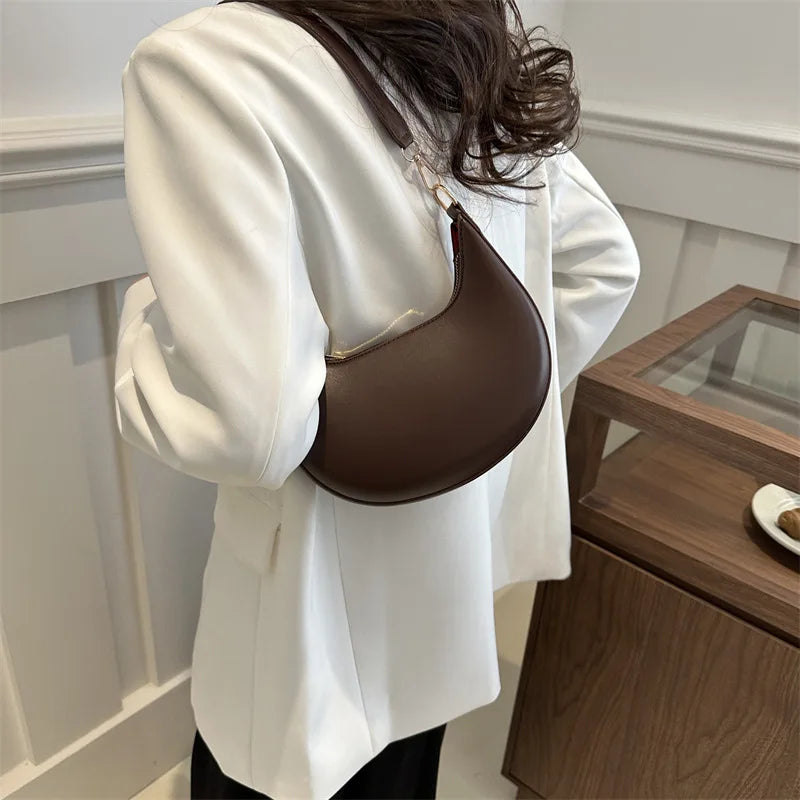 Luxury Women’s Moon-Shaped Shoulder Bag – Elegant High-End Fashion Handbag, Single Strap Bolso Mujer