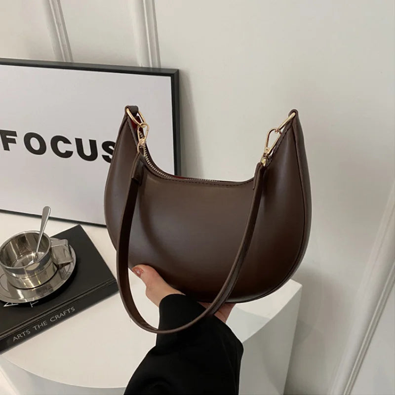 Luxury Women’s Moon-Shaped Shoulder Bag – Elegant High-End Fashion Handbag, Single Strap Bolso Mujer
