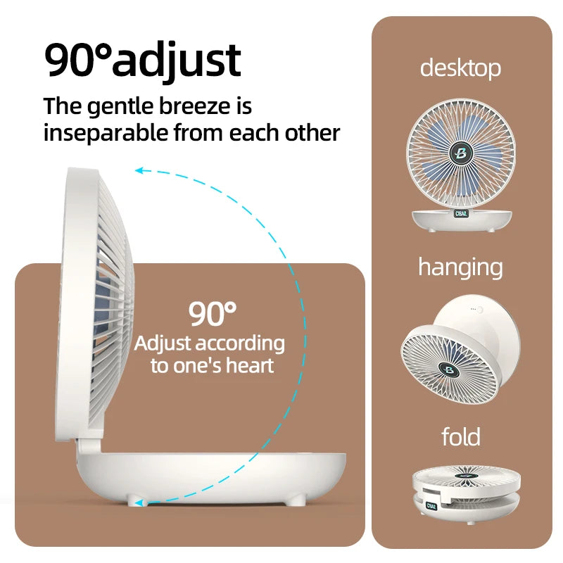Three-Speed Adjustable Fan Usb Charging Home Dormitory Large Wind Desktop Mini Portable Electric Fan Folding Convenient Storage