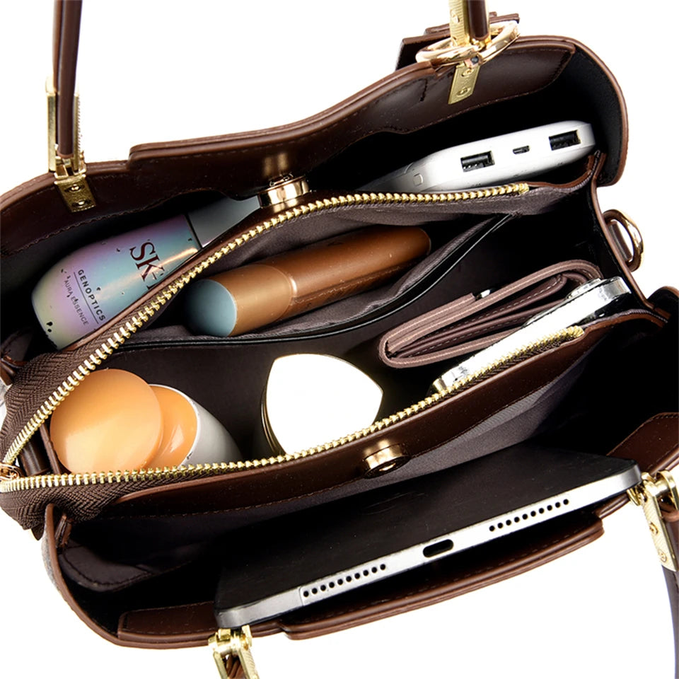 Luxury Women’s Handbag – Fashion Print Soft Leather Shoulder & Crossbody Bag, Large Capacity Designer Purse