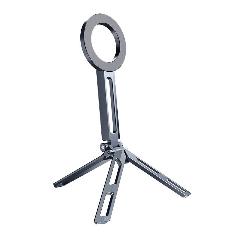 Foldable Magnetic Phone Tripod Holder, 360° Rotating Portable Stand for IPhone & Android Travel Video Shooting Desk/Plane Train