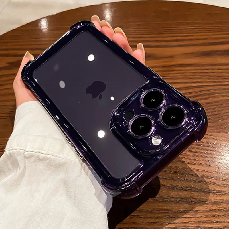 Luxury Shockproof Clear Phone Case For iPhone 17 16 15 14 13 12 11 Pro XR XS Max Plus Silicon Bumper Transparent Hard Back Cover