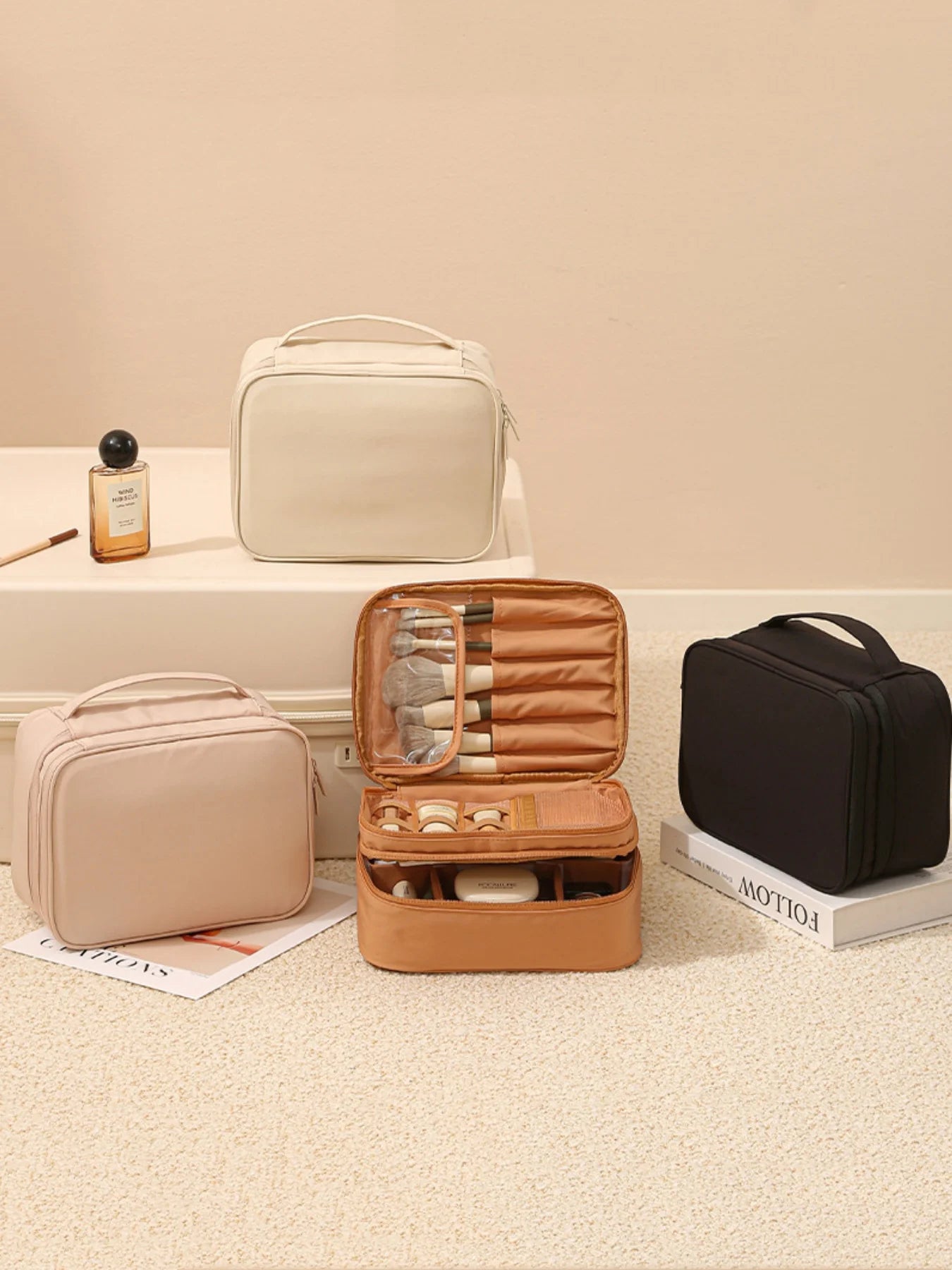 Unisex Travel Toiletry & Makeup Bag – Thickened Oxford Cloth, Single or Double-Layer, Multifunctional Organizer for Daily Use & Trips