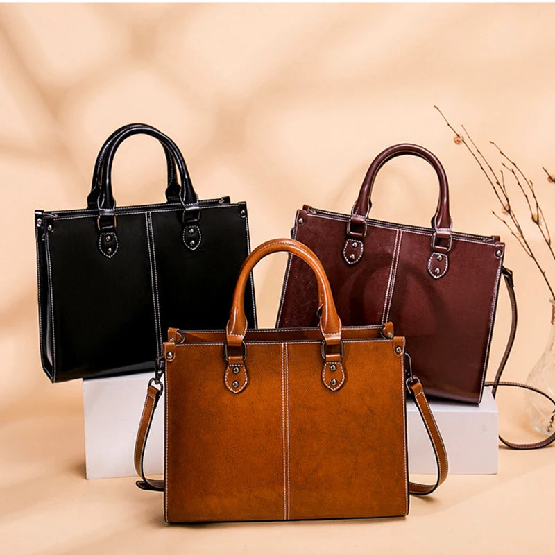 Genuine Leather Women’s Handbag – Crossbody, Shoulder & Tote Bag for Work, Shopping & Fashionable Everyday Use