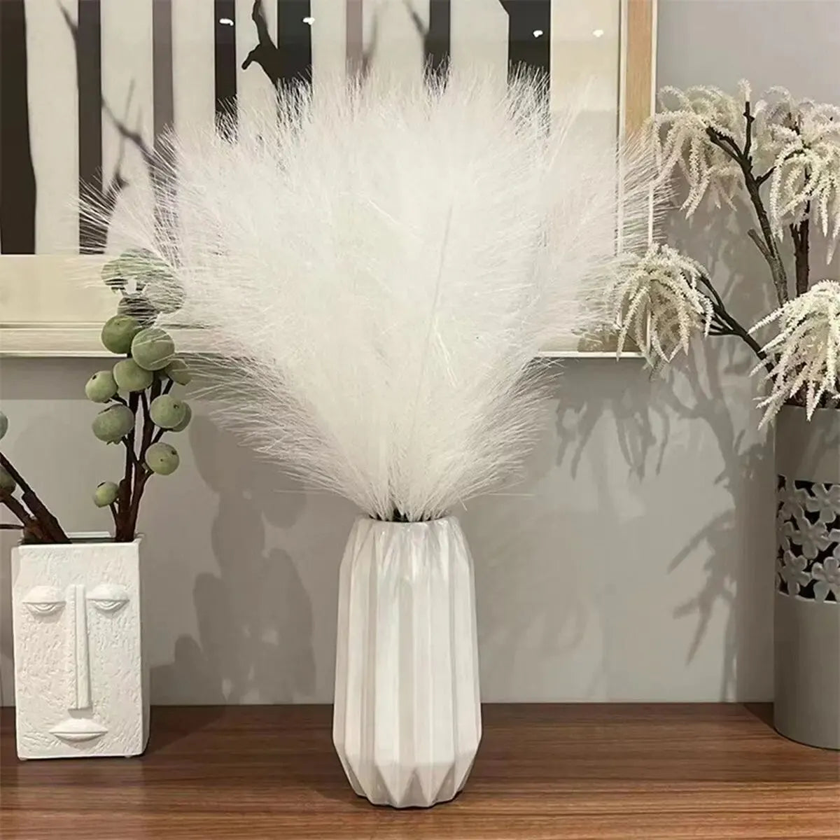 10pcs/set 10-Piece Black Faux Pampas Grass Floral Arrangement for Halloween, Wedding Centerpieces, Home Decor, Boho Style