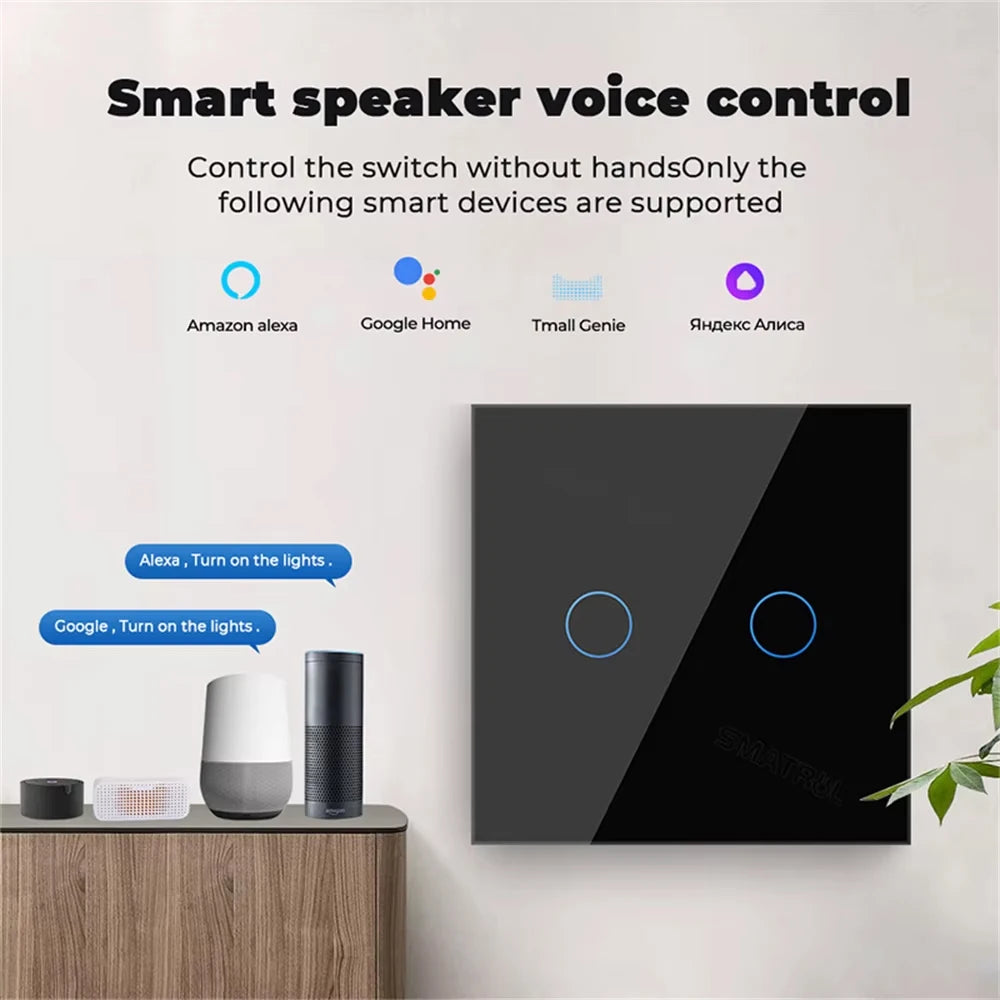 TNCE Tuya Switch WIFI RF US/EU, 1/2/3/4 Gang No/With Neutral Wire Wall LED Light Controller, Smart life, Voice Alexa Google Home