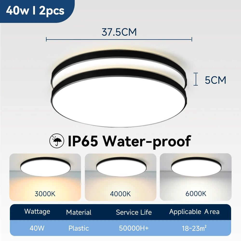 Waterproof Bathroom Lamp Ceiling Led Ceiling Lights 18W 30W 40W Round Led Ceiling Lamp For Kitchen Living Room Toilet Room 220V