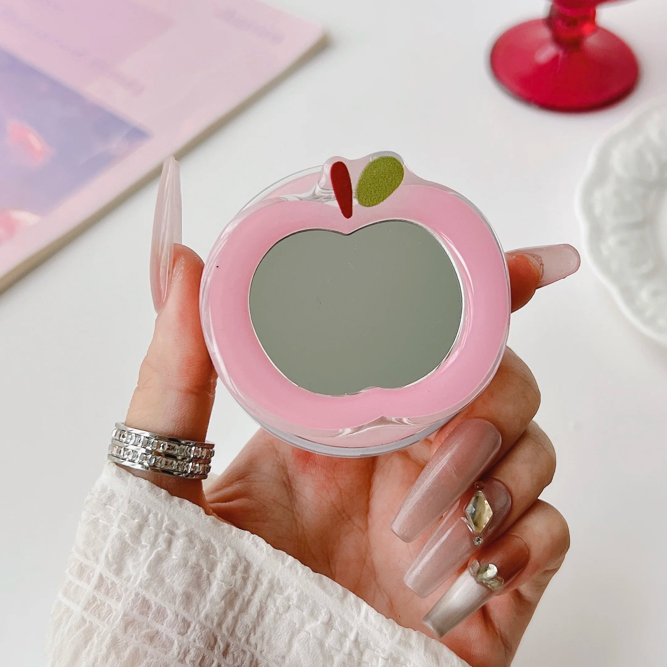 Korean Cute Mirror For Magsafe Magnetic Phone Griptok Grip Tok Stand For iPhone Foldable Wireless Charging Case Holder Ring