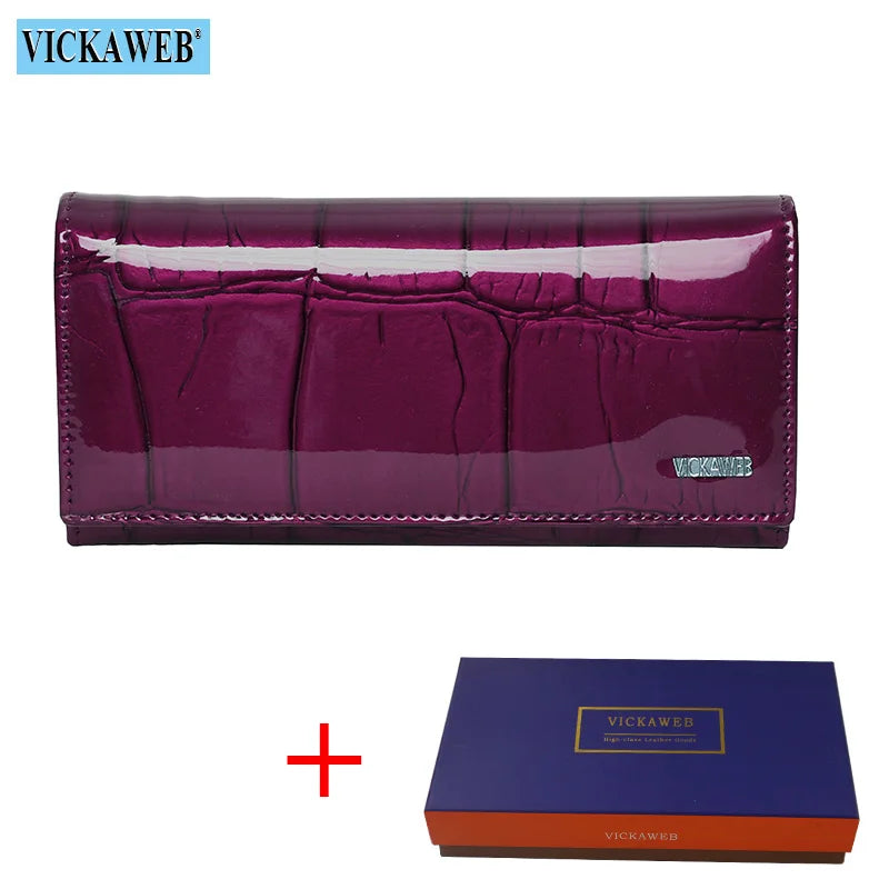 Genuine Leather Women’s Long Wallet – Magnetic Hasp Ladies Purse with Card Slots, Coin Pocket & Fashion Slim Design