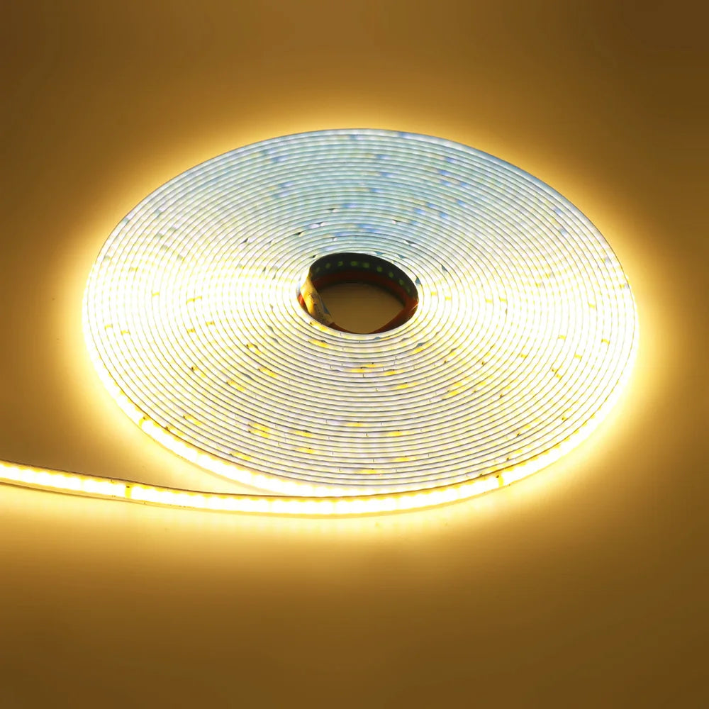5m 10m 20m 50m COB LED Strip Light 220V Flex Tape Lamp with IC Chip High Bright 240 LEDs Linear Lighting RA90 Warm Natural White