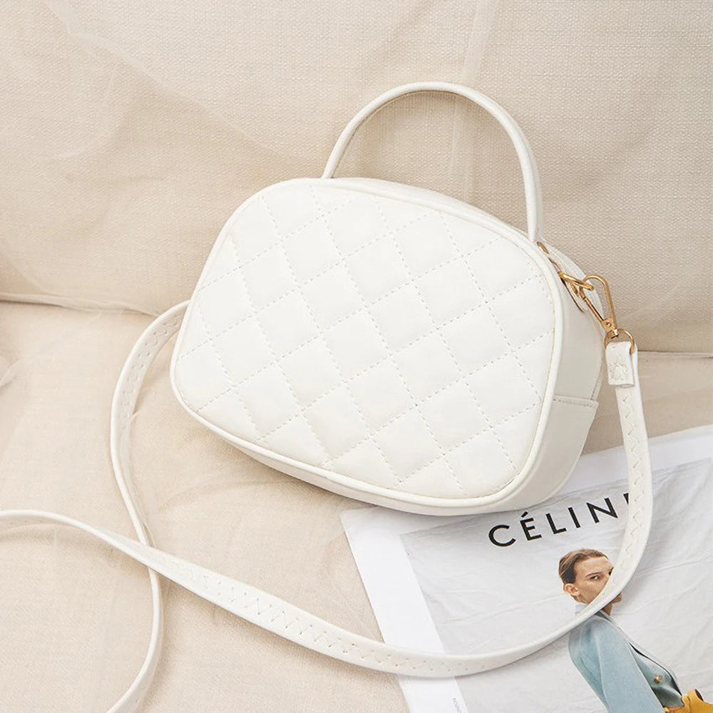 Fan-Shaped Crossbody Bag – Women’s Minimalist Embroidered Shoulder Handbag, Elegant Lingge Purse