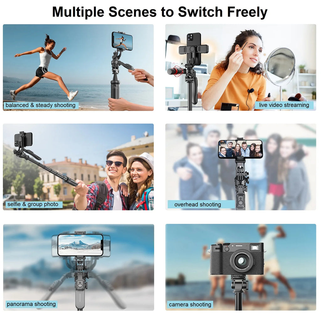 Selfie Stick Tripod with Remote for iPhone Phone Gopro DSLR Camera, 2.0m Extendable Phone Tripod Cold Shoe Mount for Vlog Videos