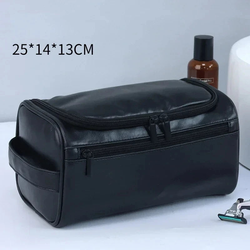 Unisex Leather Travel Toiletry Bag – Hanging Dopp Kit, Large Cosmetic Organizer for Men & Women