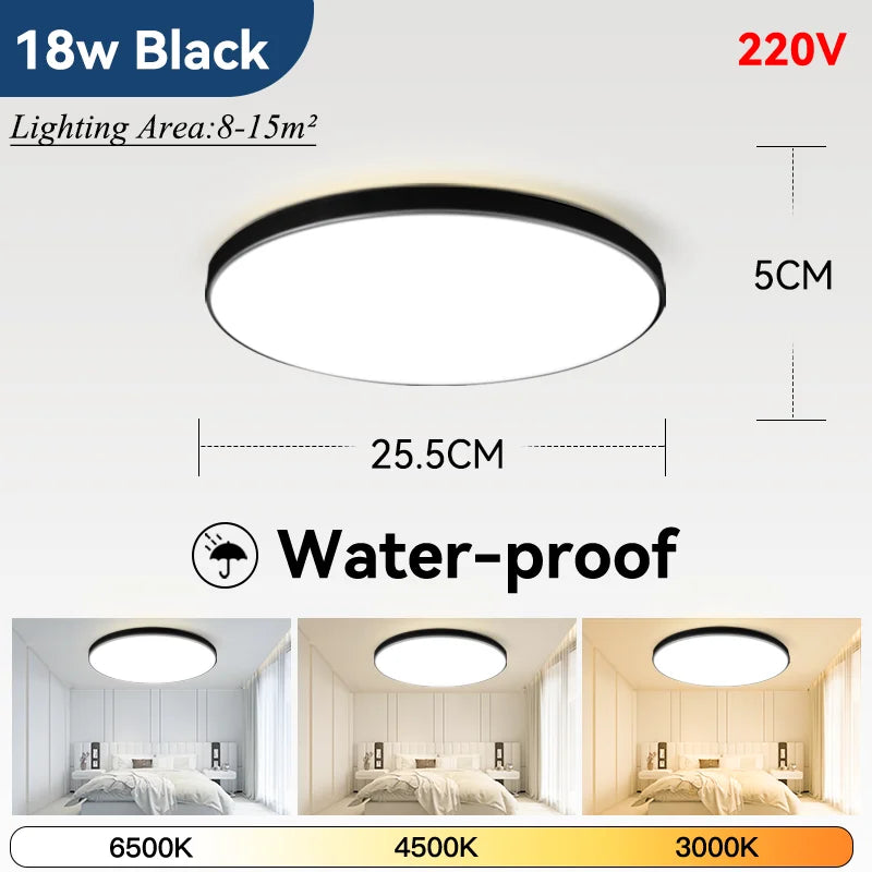 Waterproof Bathroom Lamp Ceiling Led Ceiling Lights 18W 30W 40W Round Led Ceiling Lamp For Kitchen Living Room Toilet Room 220V