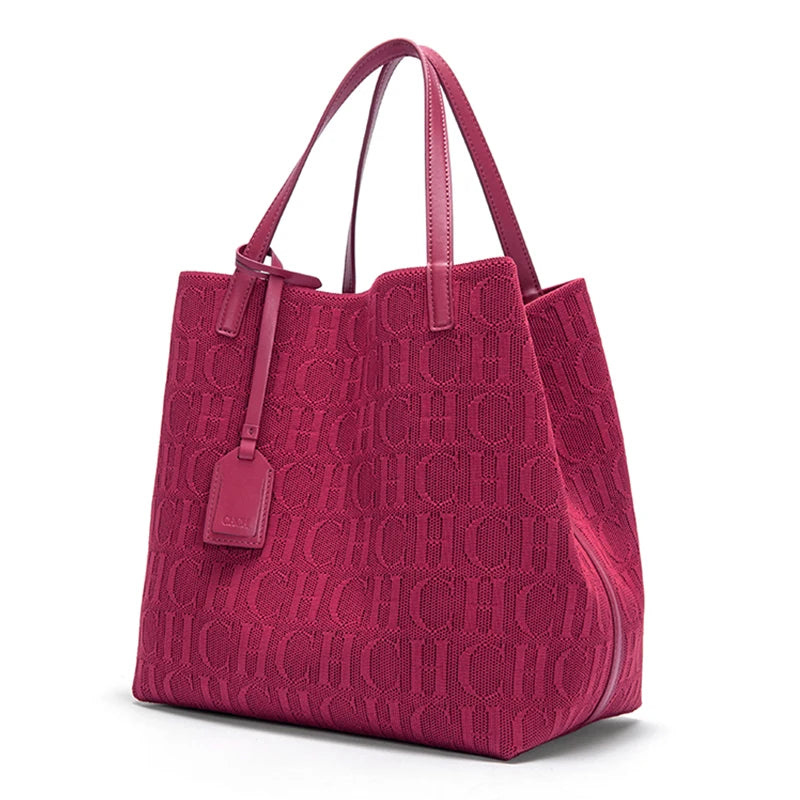 Women's Large Capacity Knitted Tote Bag – Simple Black Shopping Handbag, Lightweight Everyday Shoulder Bag