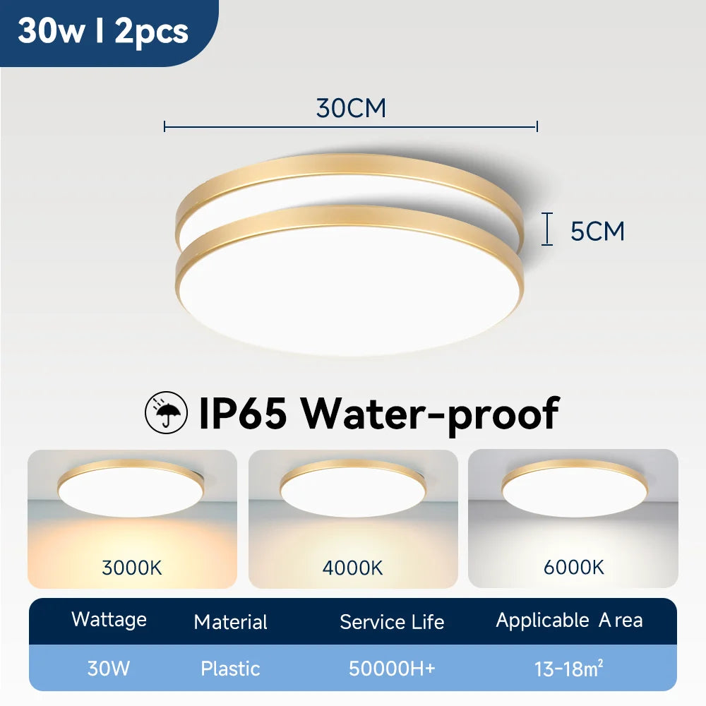 Waterproof Bathroom Lamp Ceiling Led Ceiling Lights 18W 30W 40W Round Led Ceiling Lamp For Kitchen Living Room Toilet Room 220V