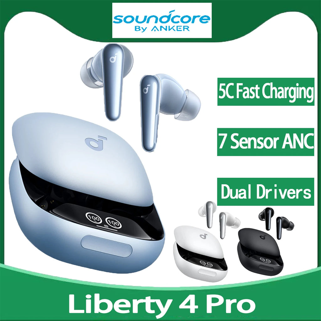 Global Version Anker Soundcore Liberty 4 Pro Earbuds Noise Cancelling Wireless Earphone TWS Real-Time ANC Fast Charge 6Mics