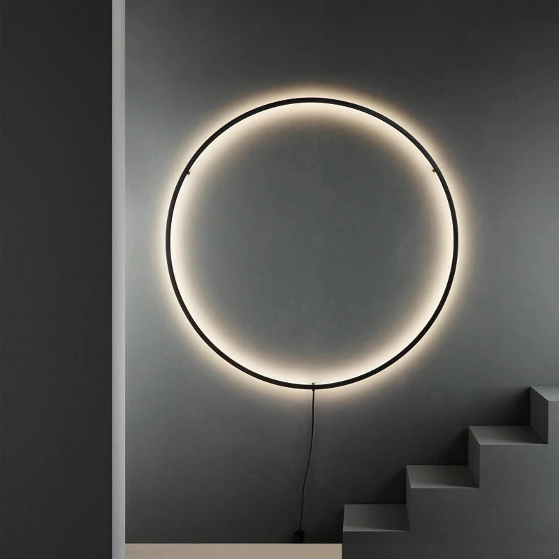 Modern LED Wall Lamp 80cm Three Color Lamp Large Circular Home Decoration Wall Lamp Bedroom Living Room Indoor Lighting Fixture
