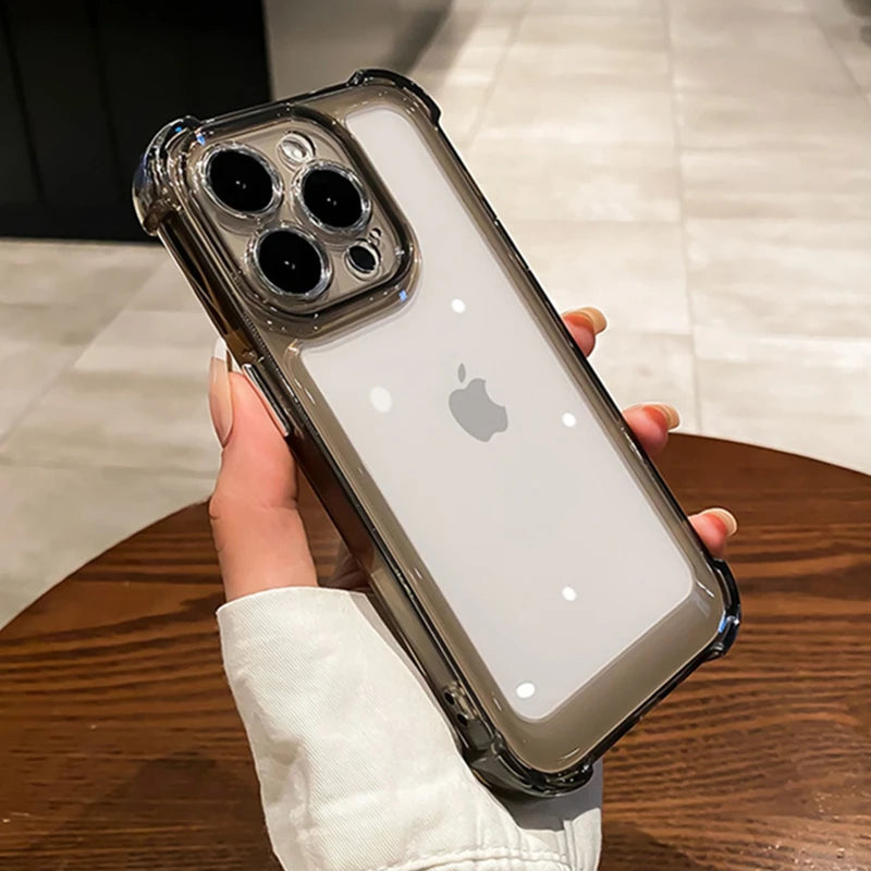 Luxury Shockproof Clear Phone Case For iPhone 17 16 15 14 13 12 11 Pro XR XS Max Plus Silicon Bumper Transparent Hard Back Cover