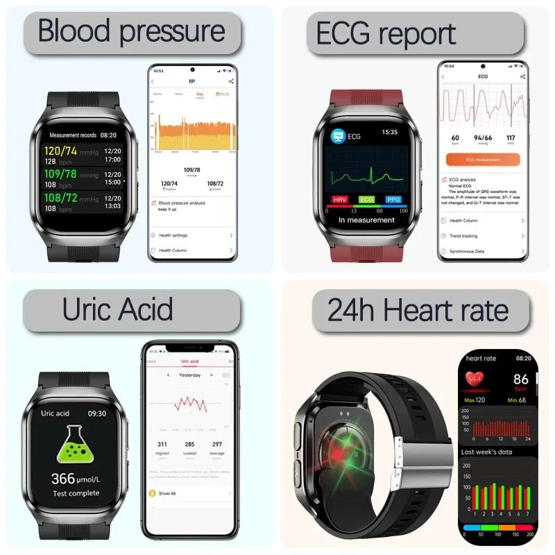2025 New Air Pump Blood Pressure Accurate Measure Smart Watches Men Micro Physical Examination Fitness Sports Airbag SmartWatch