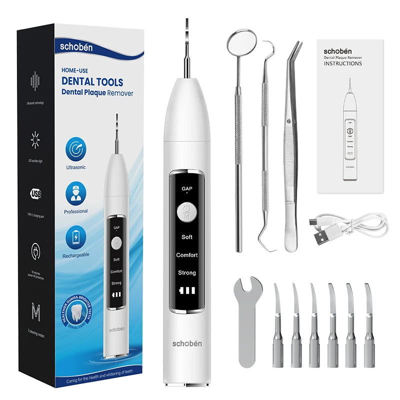 Schoben Ultrasonic Dental Scaler For Teeth Tartar Plaque Stains Cleaner Tooth Calculus Electric Dental Tooth Stone Remover