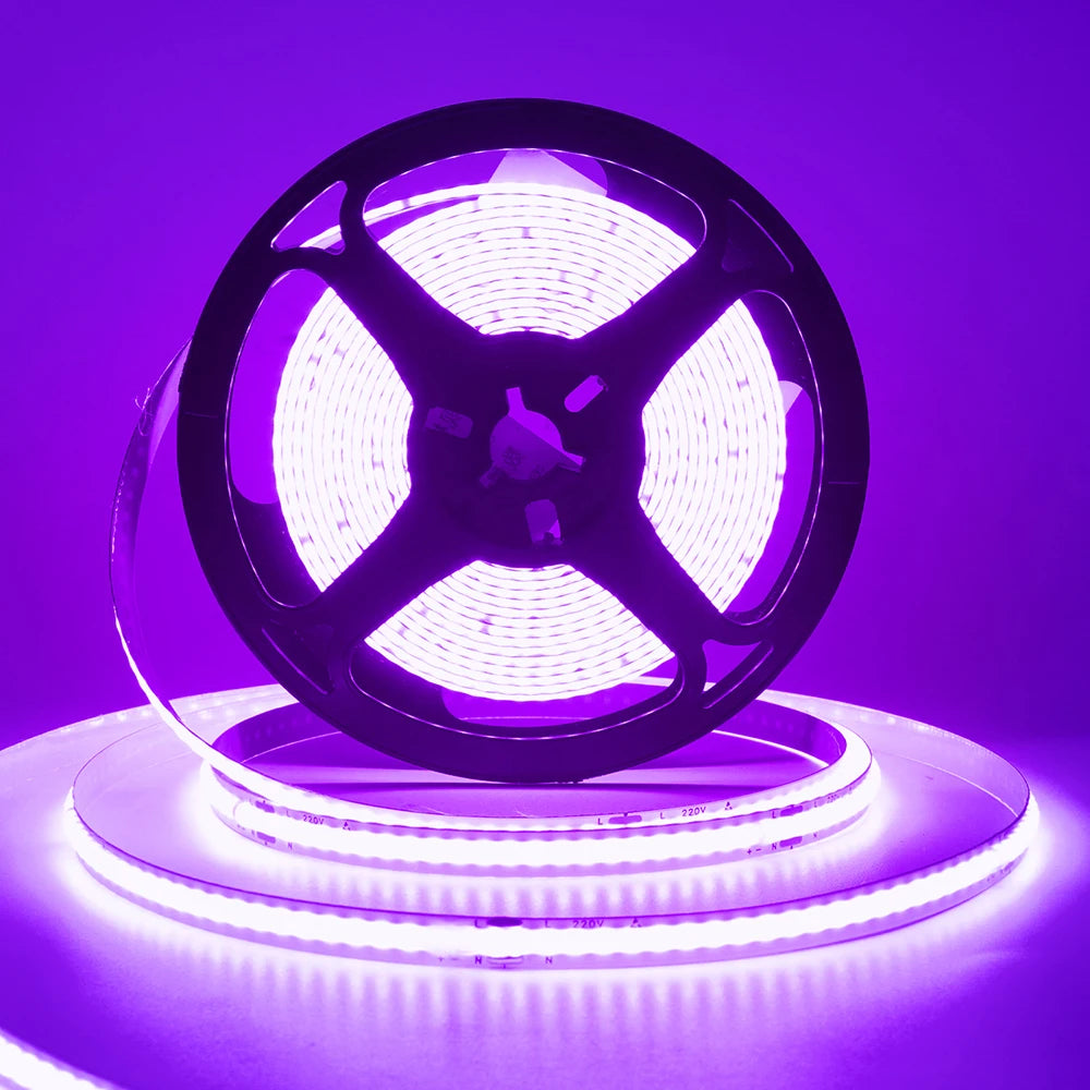 5m 10m 20m 50m COB LED Strip Light 220V Flex Tape Lamp with IC Chip High Bright 240 LEDs Linear Lighting RA90 Warm Natural White