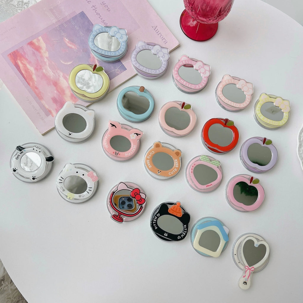 Korean Cute Mirror For Magsafe Magnetic Phone Griptok Grip Tok Stand For iPhone Foldable Wireless Charging Case Holder Ring