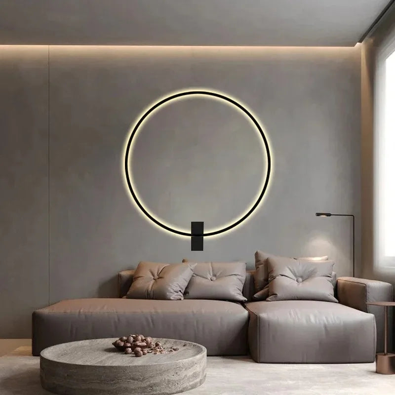 Modern LED Wall Lamp 80cm Three Color Lamp Large Circular Home Decoration Wall Lamp Bedroom Living Room Indoor Lighting Fixture