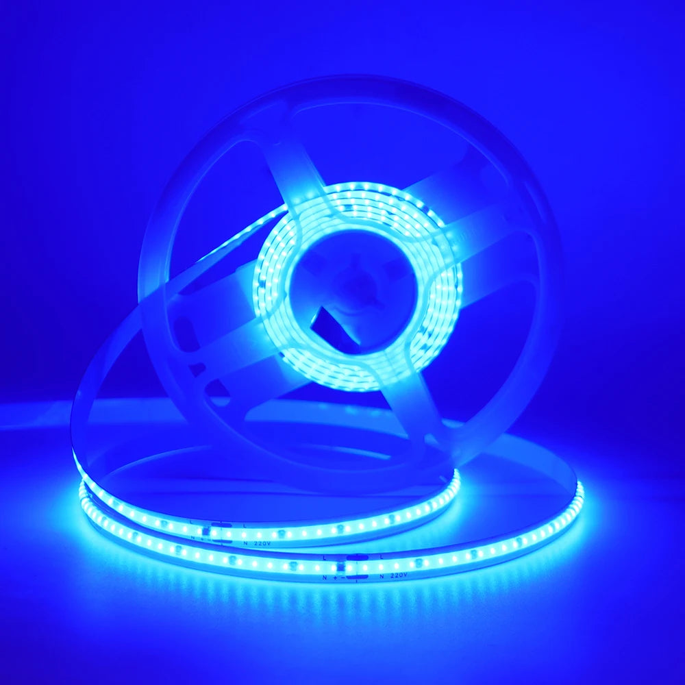 5m 10m 20m 50m COB LED Strip Light 220V Flex Tape Lamp with IC Chip High Bright 240 LEDs Linear Lighting RA90 Warm Natural White